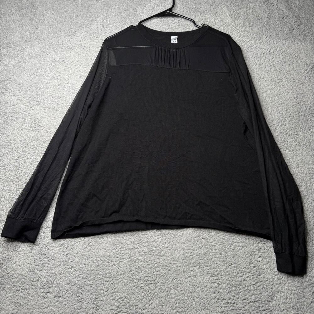 B by Beldini Blouse Women’s 2X Black Mesh Long Sleeve